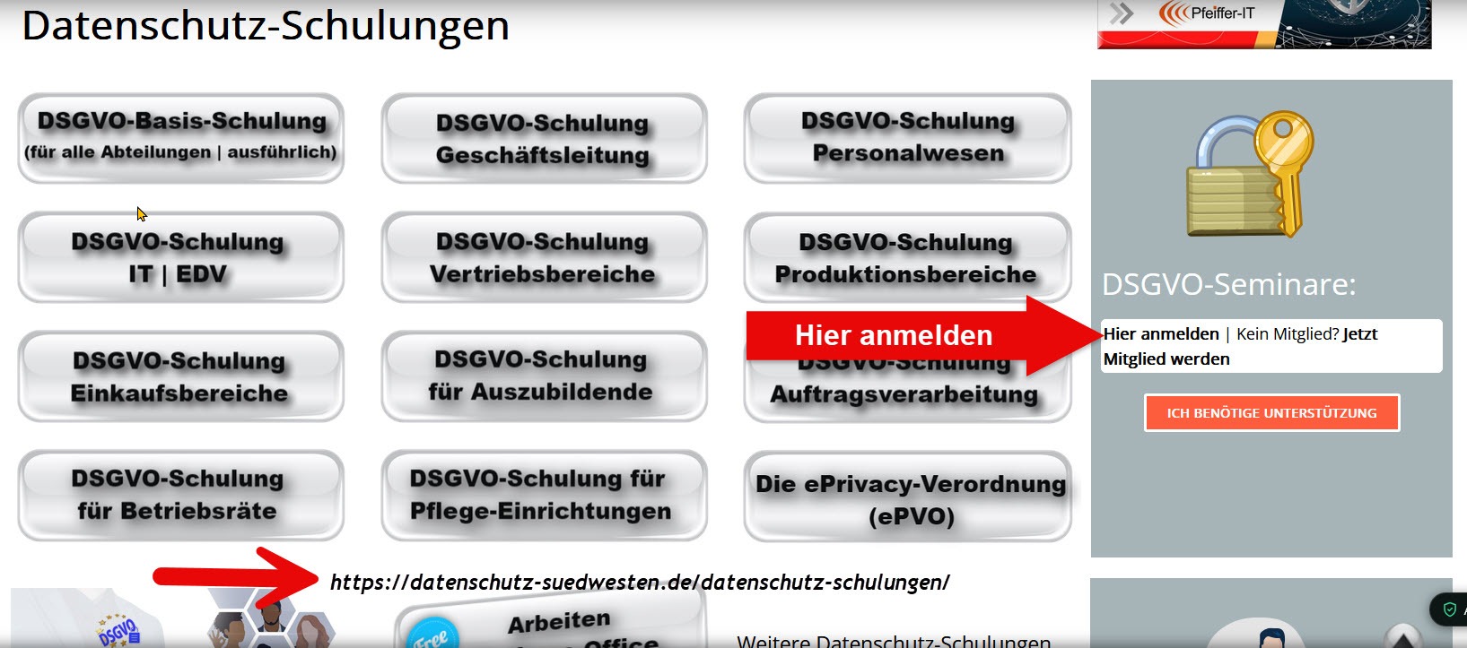 Übersicht über Dsgvo-schulungen Mit Themenbezogenen Buttons Wie It, Personalwesen, Einkauf Etc. | Rechtskonforme Schulungen | Datenschutz Südwesten | Datenschutz Südwesten